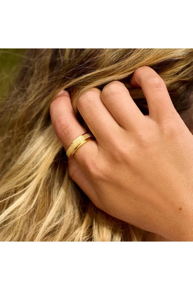 Pura Vida Pastel Stripe Fidget Ring Gold