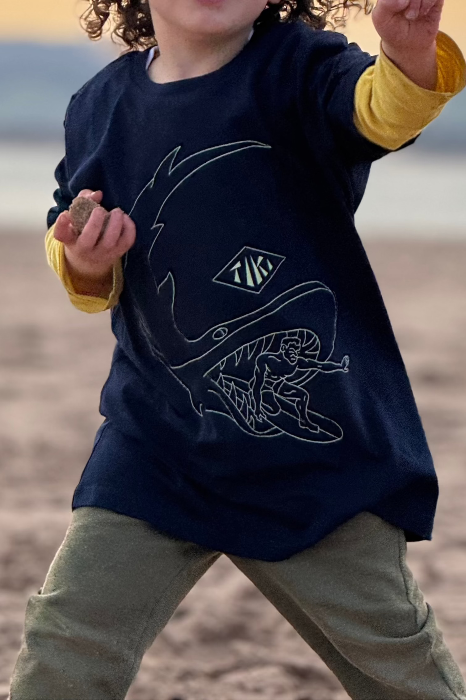 Tiki Shark Mini T Shirt Navy