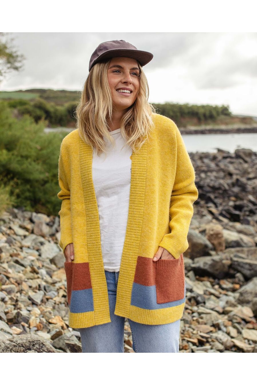 Passenger Vista Recycled Knitted Cardigan Amber Gold