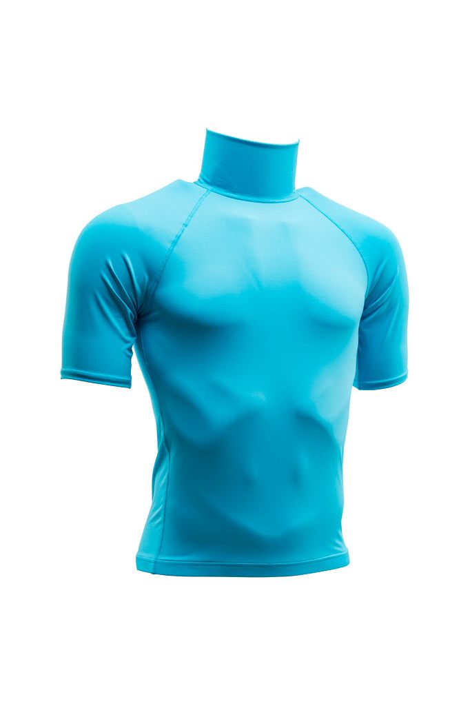 Adults S/S F/L Rash Vest - No Logo - Light Blue