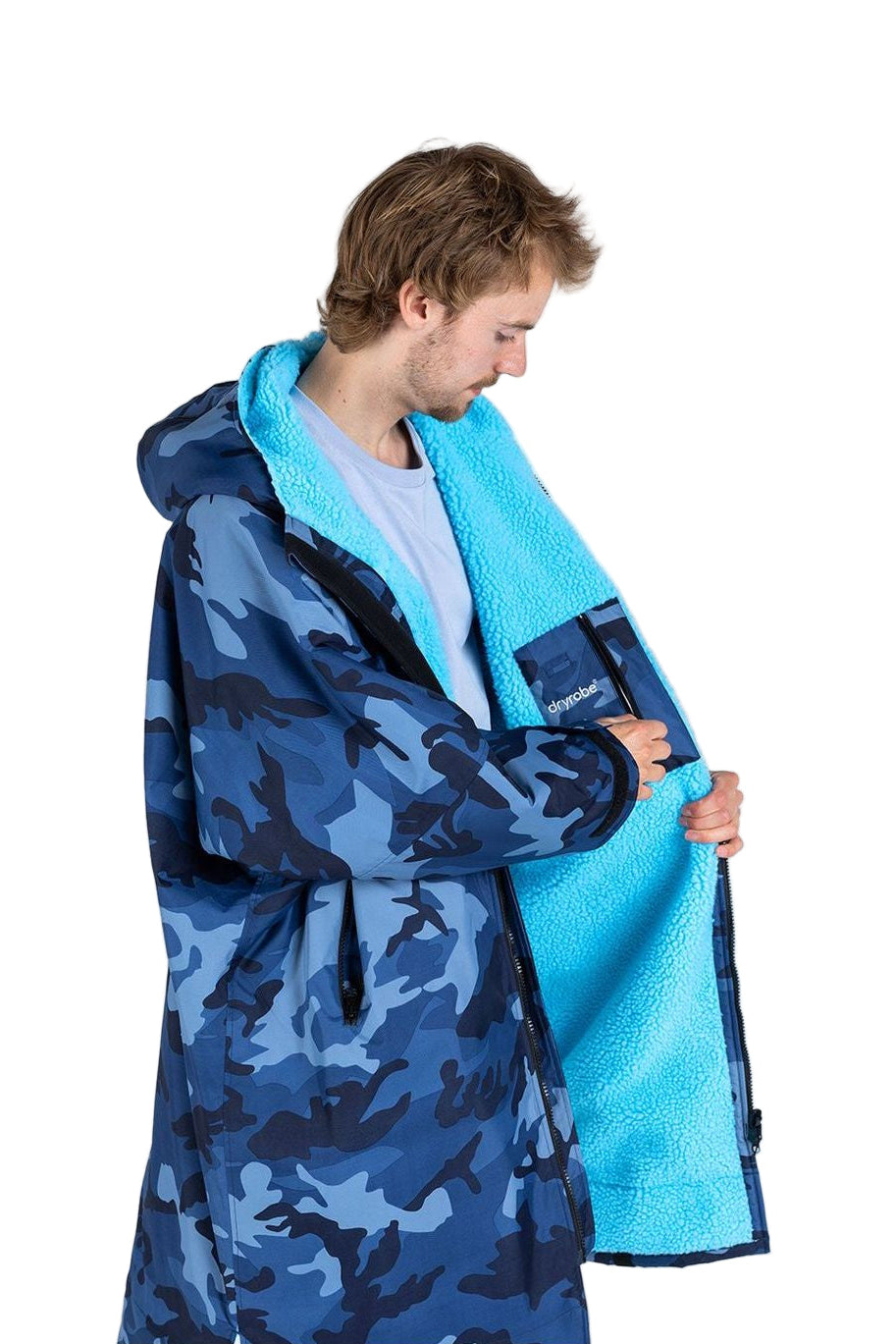 Dryrobe Advance Adult Long Sleeve Changing Robe Blue Camo/Blue