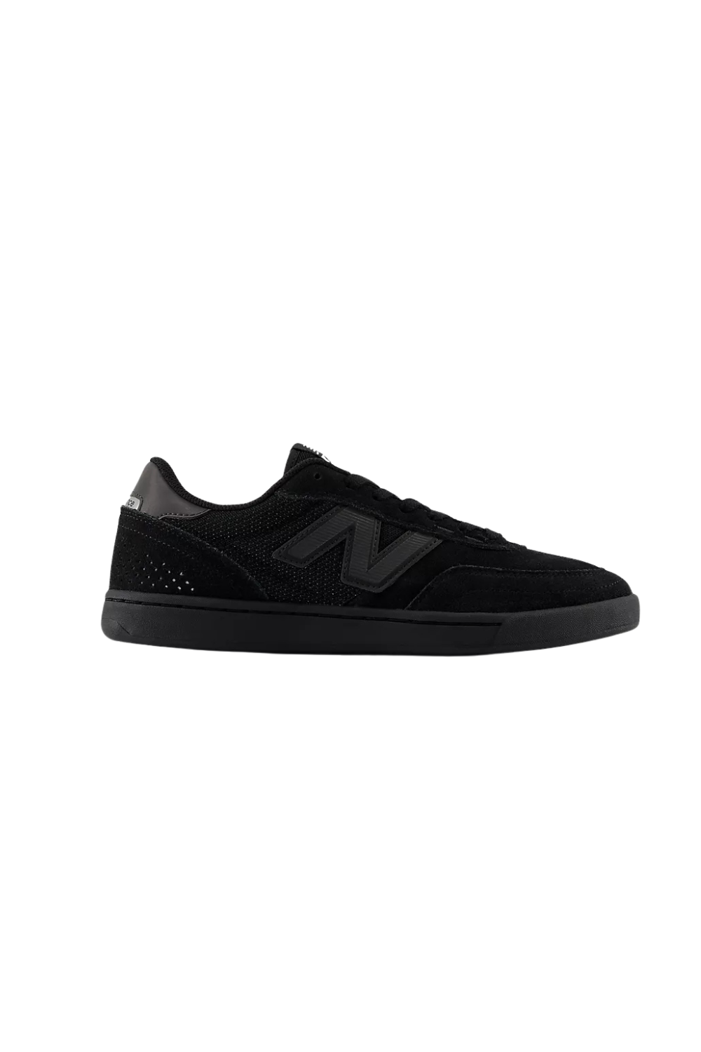 Black New Balance sneaker on a white background