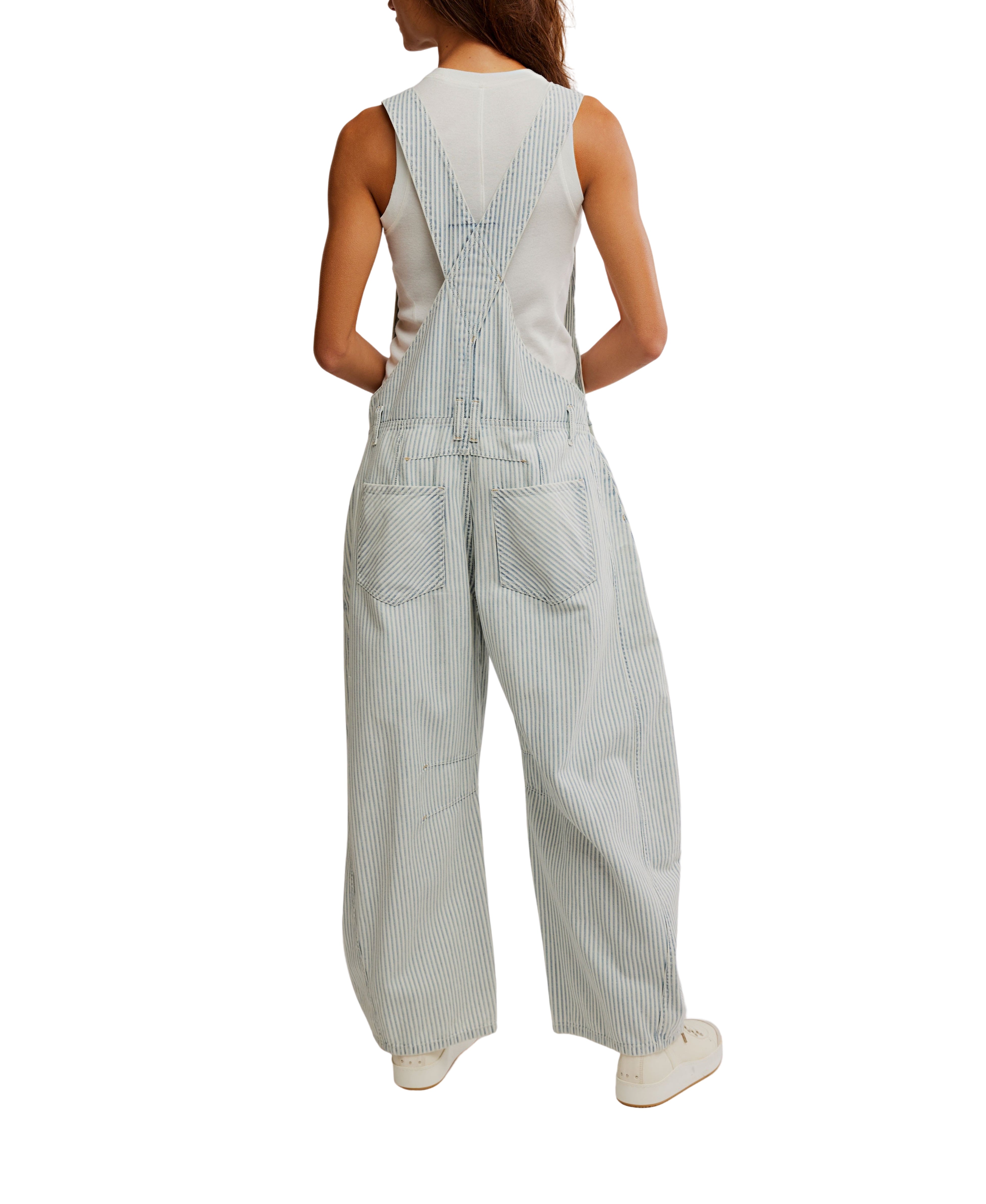 Free people Good Luck Stripe Overall Blue