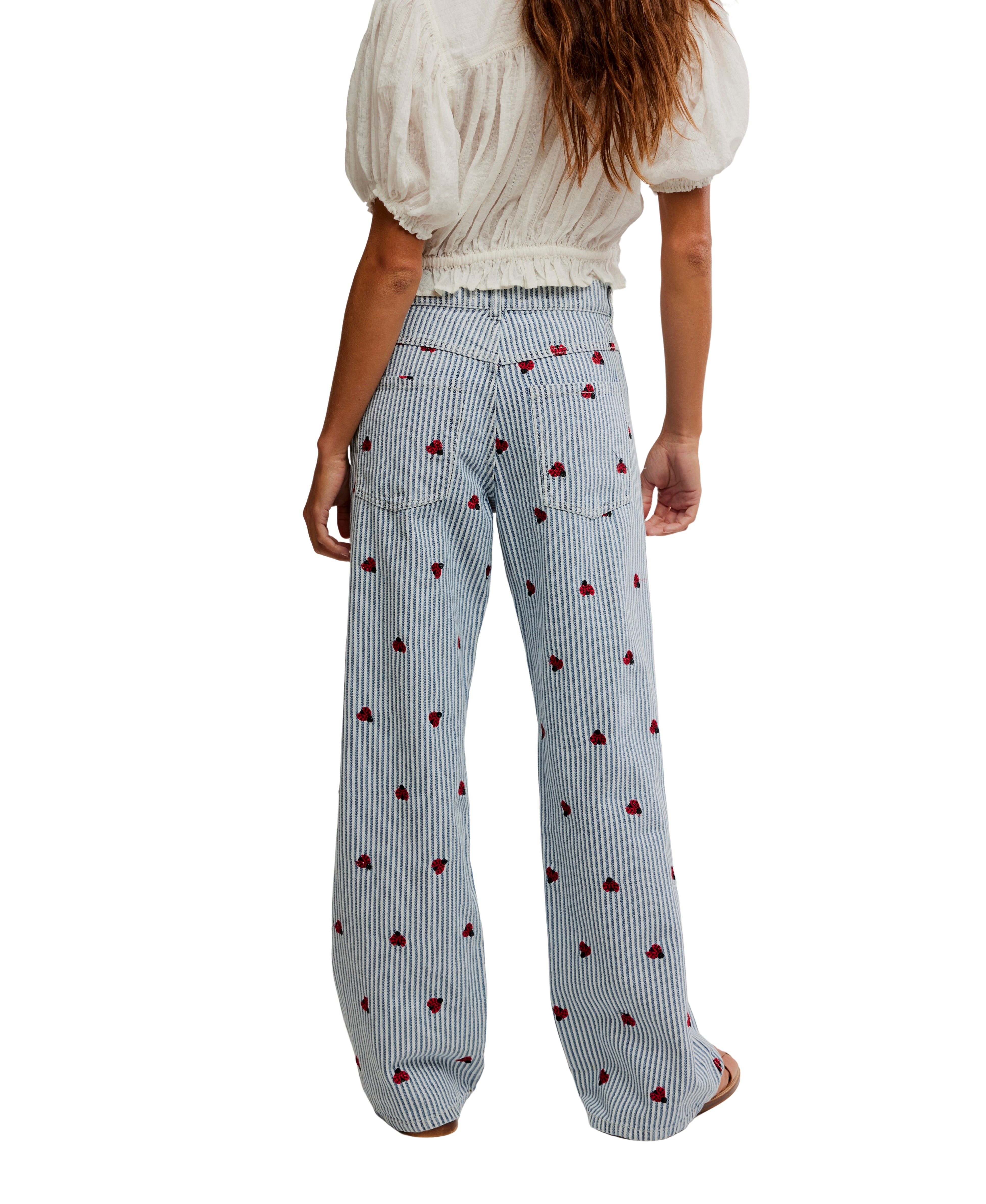 Free people Bugged Out Straight Leg Jeans Blue Combo