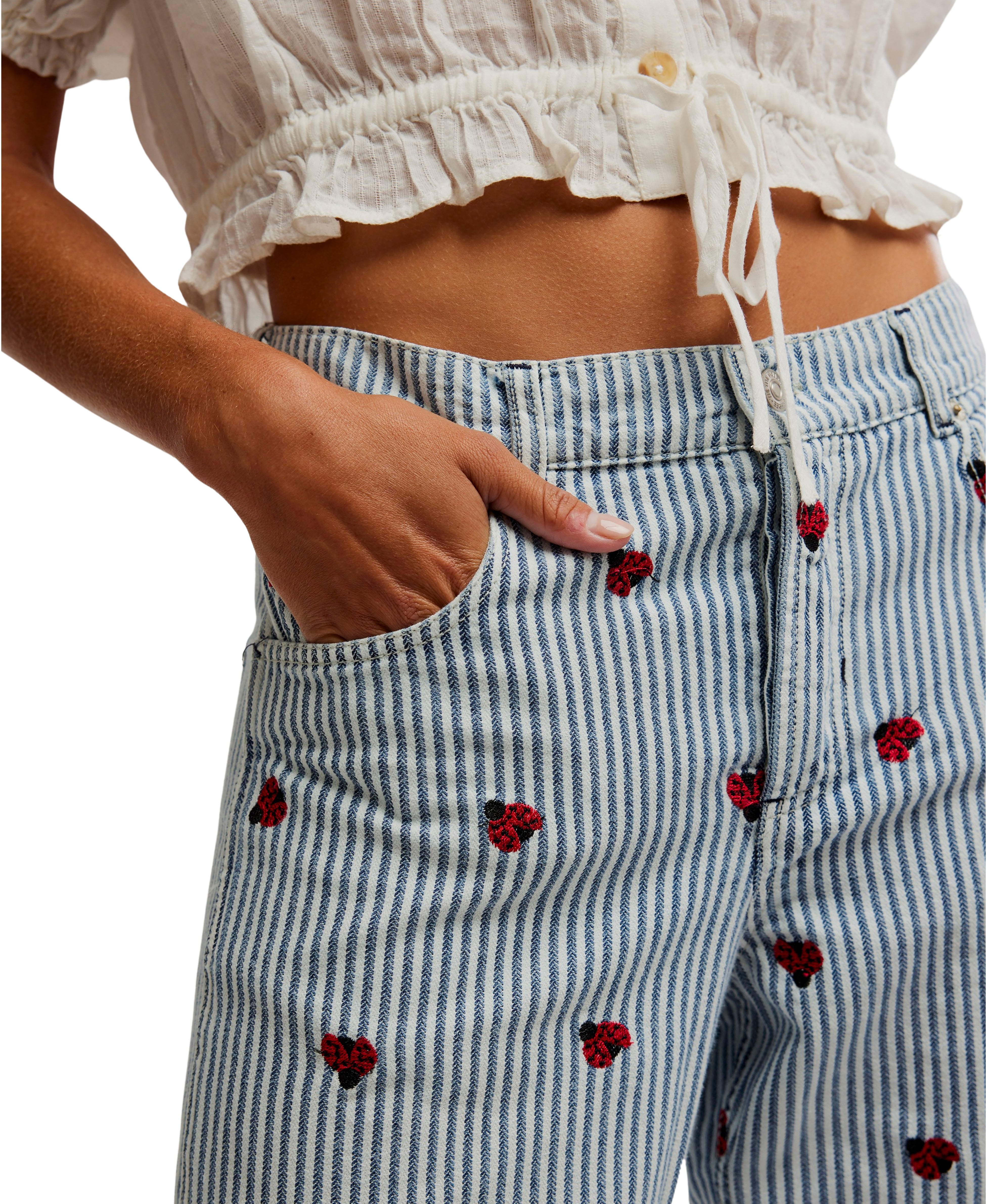 Free people Bugged Out Straight Leg Jeans Blue Combo