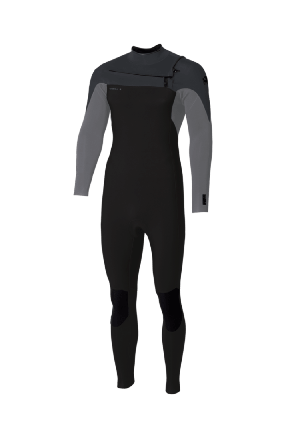 An O'Neill Epic 5/4mm Mens Wetsuit with Chest Zip in Tempered Steel/Smoke/Graphite, shown against a plain white background.