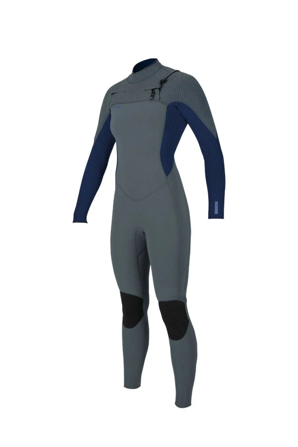 O'Neill Women's Hyperfreak Wetsuit 3/2+ with chest zip in shade/navy colour, featuring minimal seam design and knee pads for extra durability.