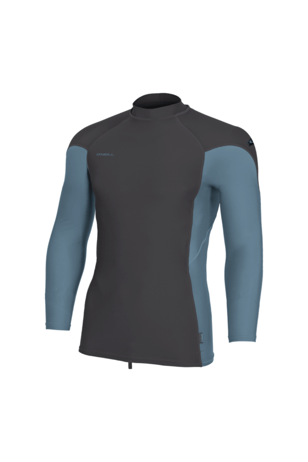Black and blue long-sleeve shirt on a white background