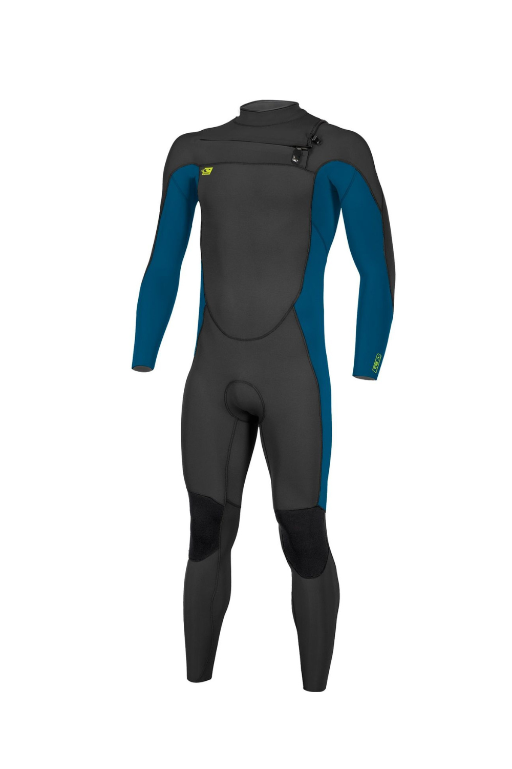 Youth O'Neill Hyperfreak wetsuit in black and blue featuring a chest zip 