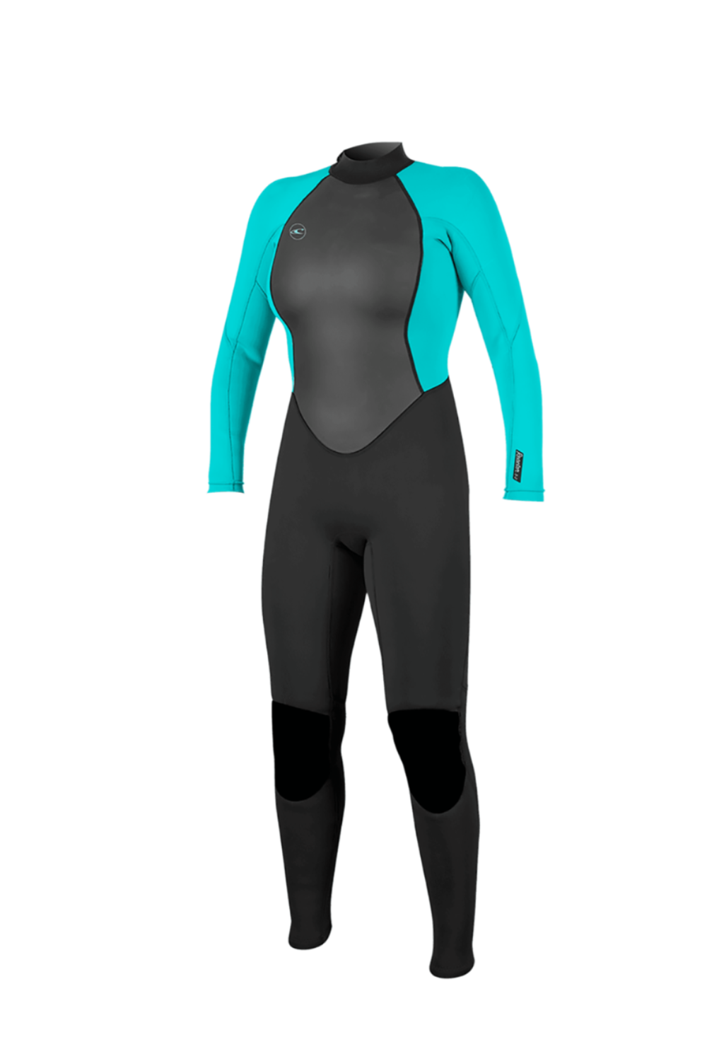 O'Neill Reactor-2 3/2mm Womens Wetsuit with Back Zip in Black and Light Aqua