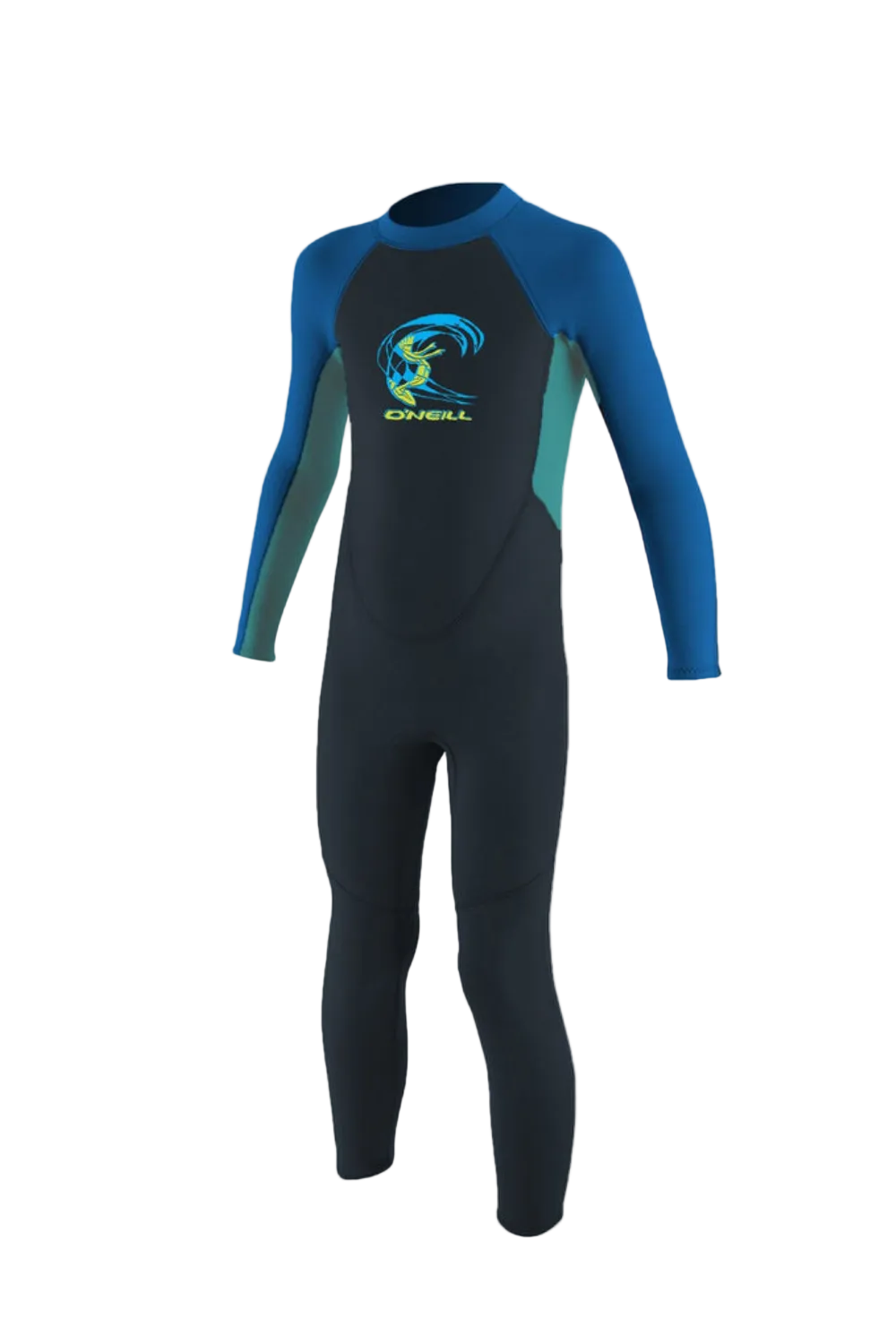 O'Neill Reactor-2 Toddler Boys 2mm Wetsuit with Back Zip in Slate/Aqua