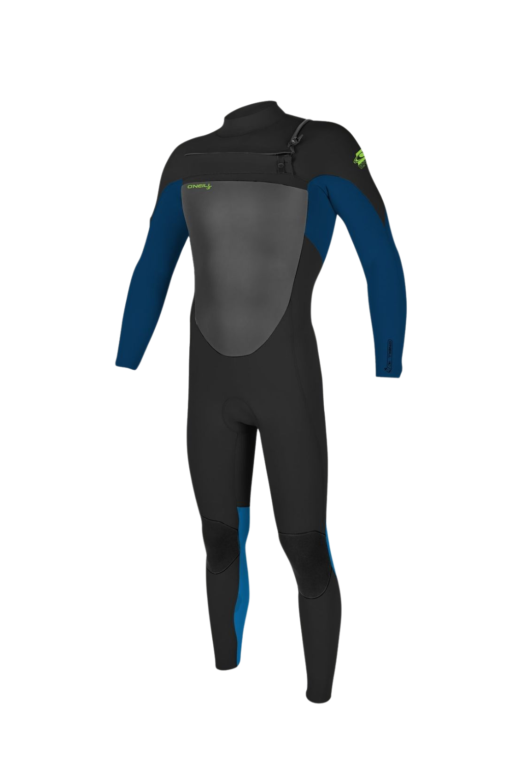 O'Neill Youth Epic 4/3mm Wetsuit With Chest Zip in Black/Deep Sea/Bali Blue