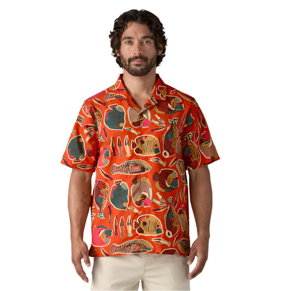 Patagonia Mens Tidal Threads Camp Shirt Wrasse: Pollinator Orange