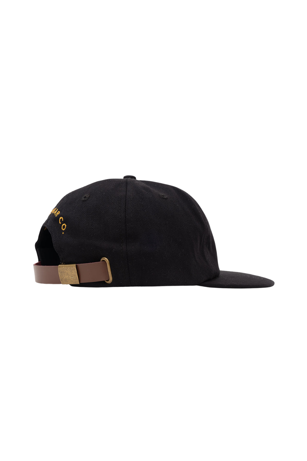 Black 5 panel cap on a white background
