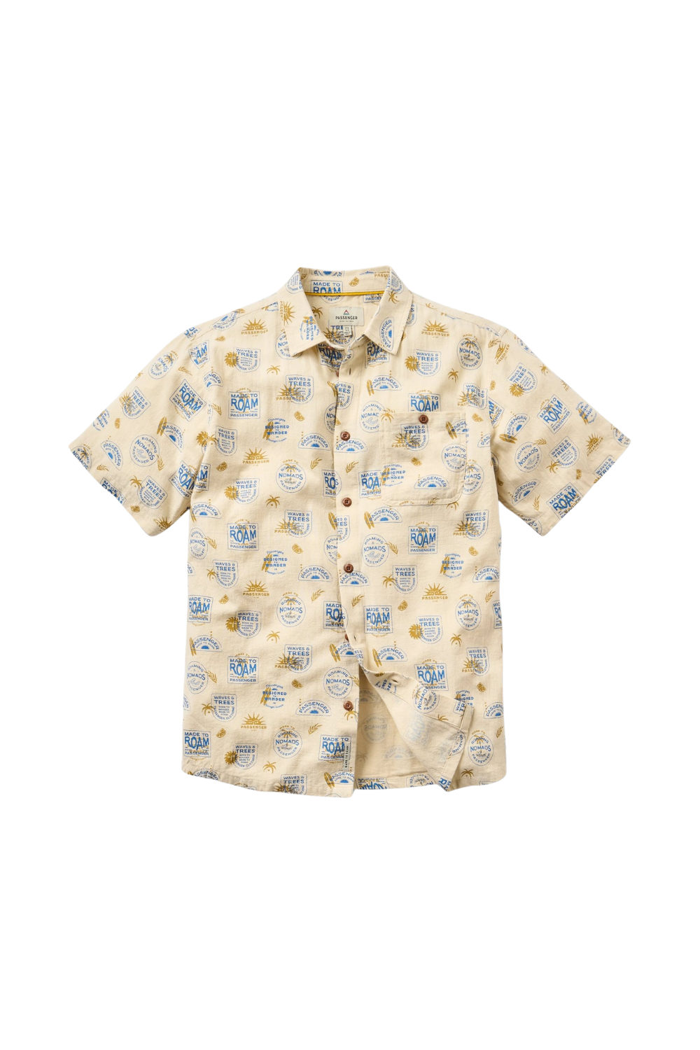 Short-sleeve shirt with a pattern on a white background