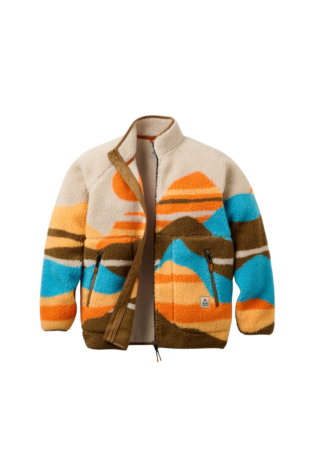Colorful patterned jacket with a white background
