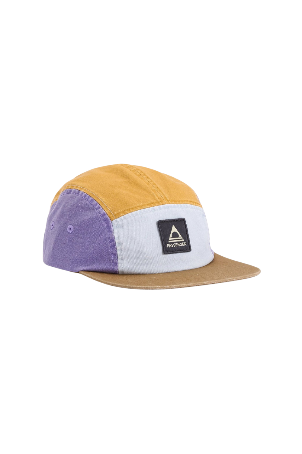 Multicolored cap with a logo on a white background