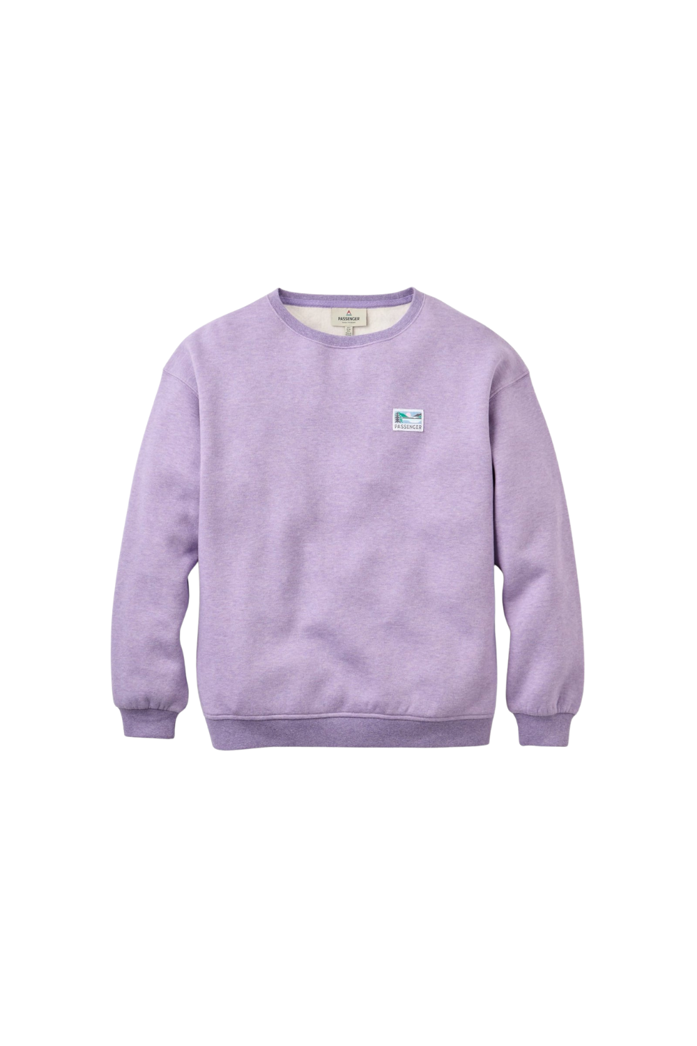 Passenger sweatshirt in light purple with a woven logo on the chest