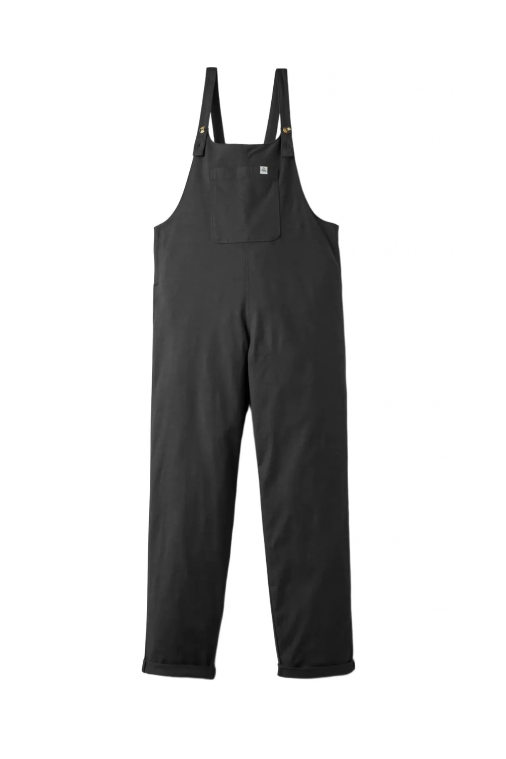Womens Organic Cotton Passenger Dungarees in black shown on a white background.