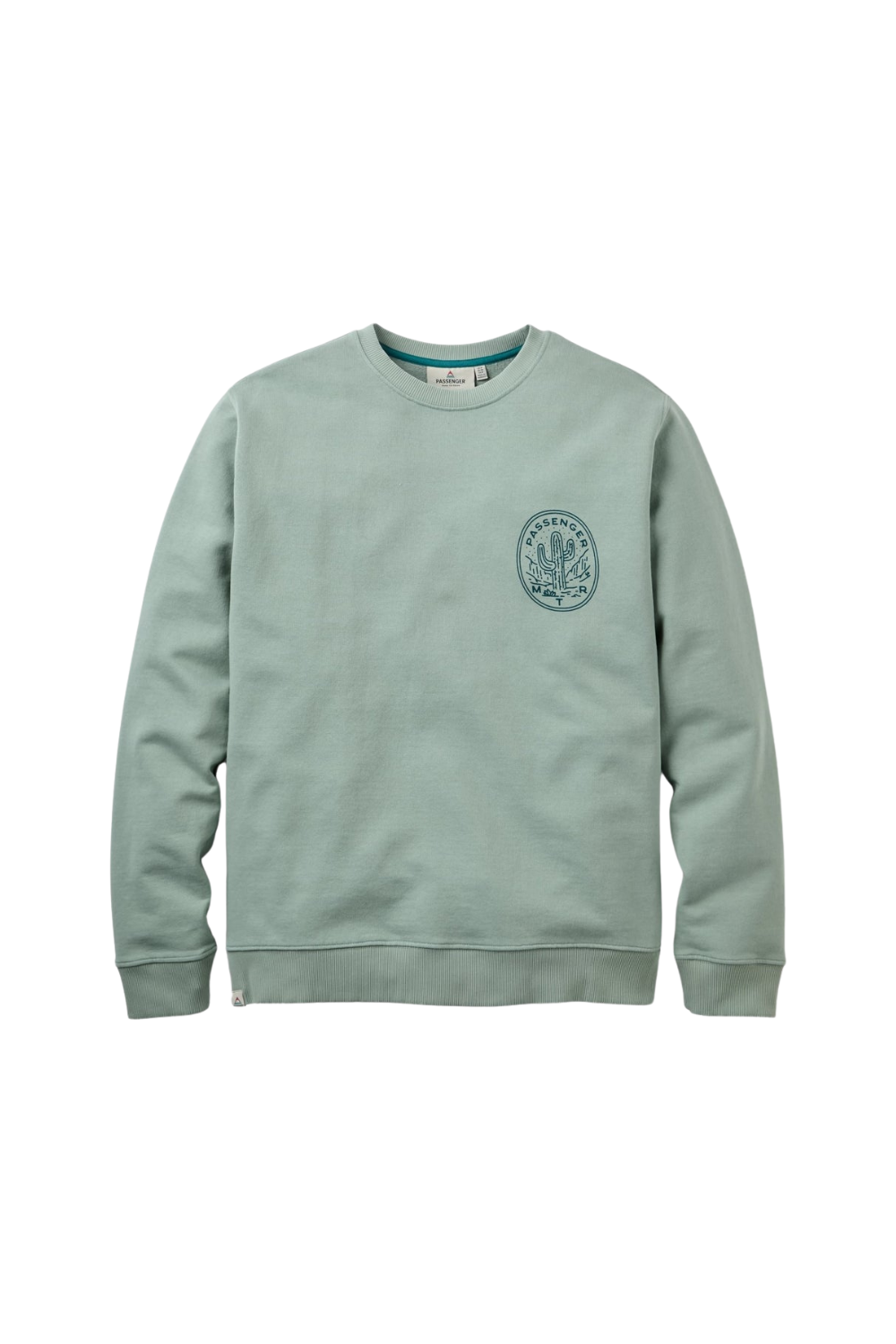 Green sweatshirt with a logo on a white background