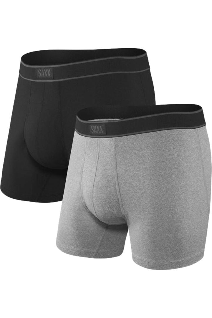 Saxx Daytripper Boxer Brief Fly 2Pk Black/Grey Heather