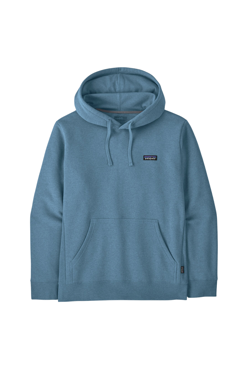 Blue hoodie with a brand logo on a white background