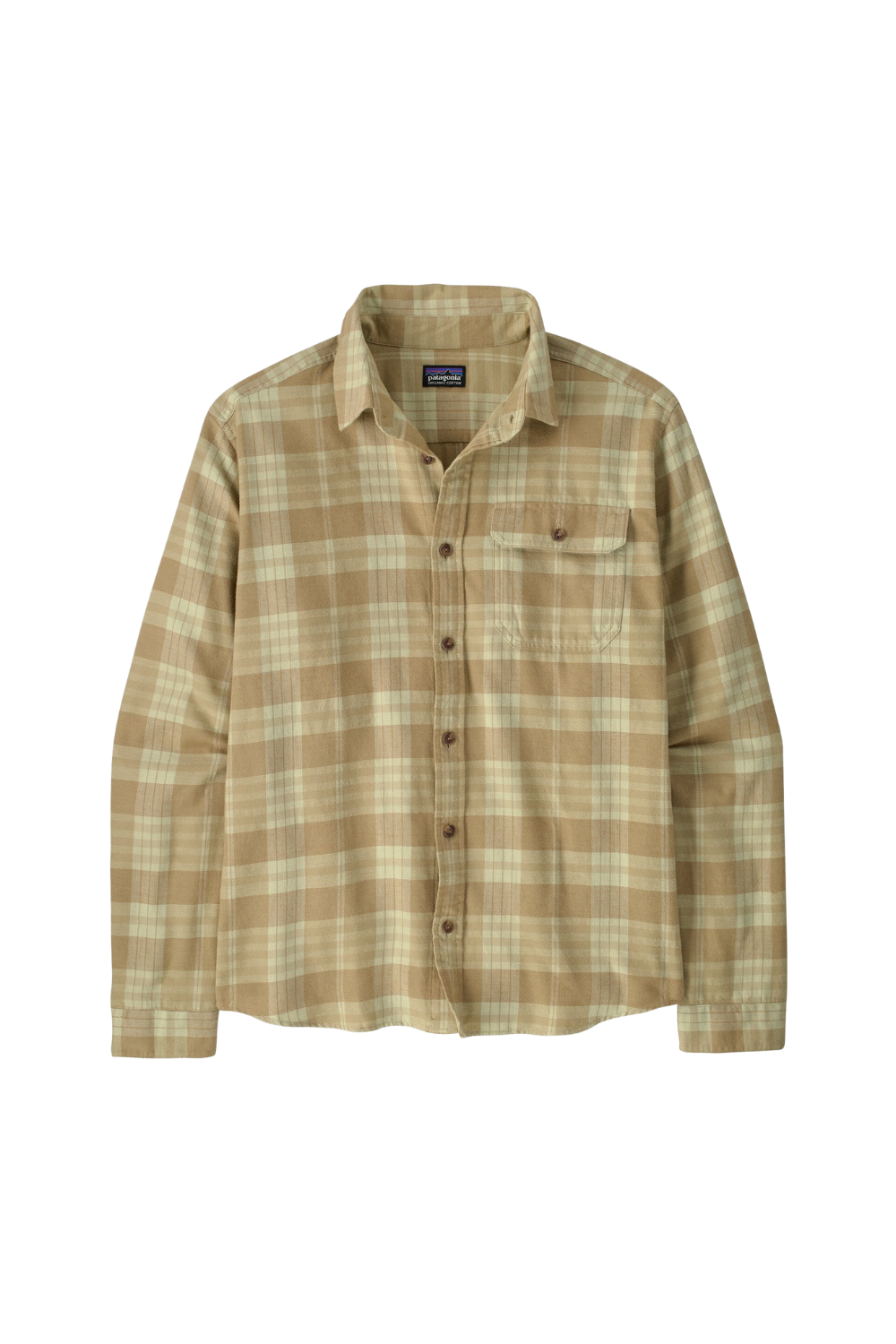 Plaid shirt with a visible brand logo on a white background