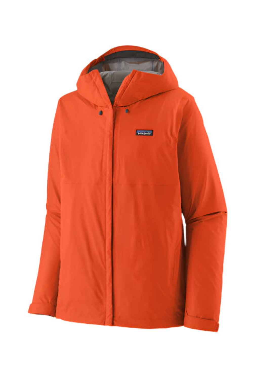 Orange jacket with a brand logo on a white background