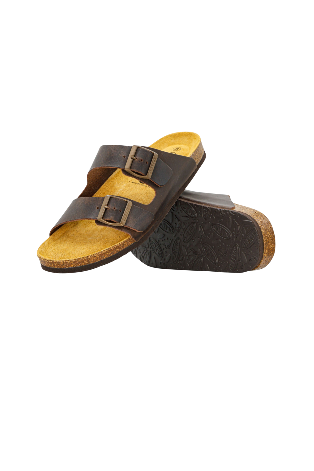 Brown Plakton sandals with buckels and cork sole 
