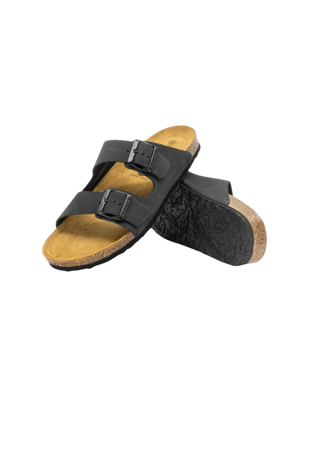 Black Plakton sandals with buckles andcork sole