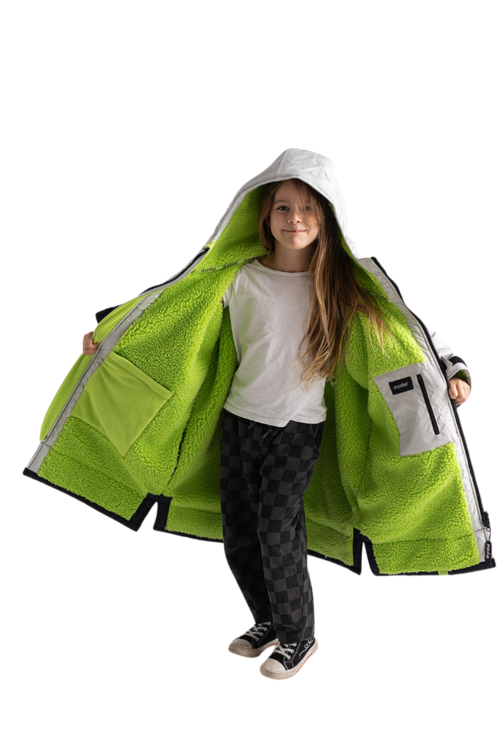 Dryrobe Advance Kids Long Sleeve Changing Robe Anthracite/Lime