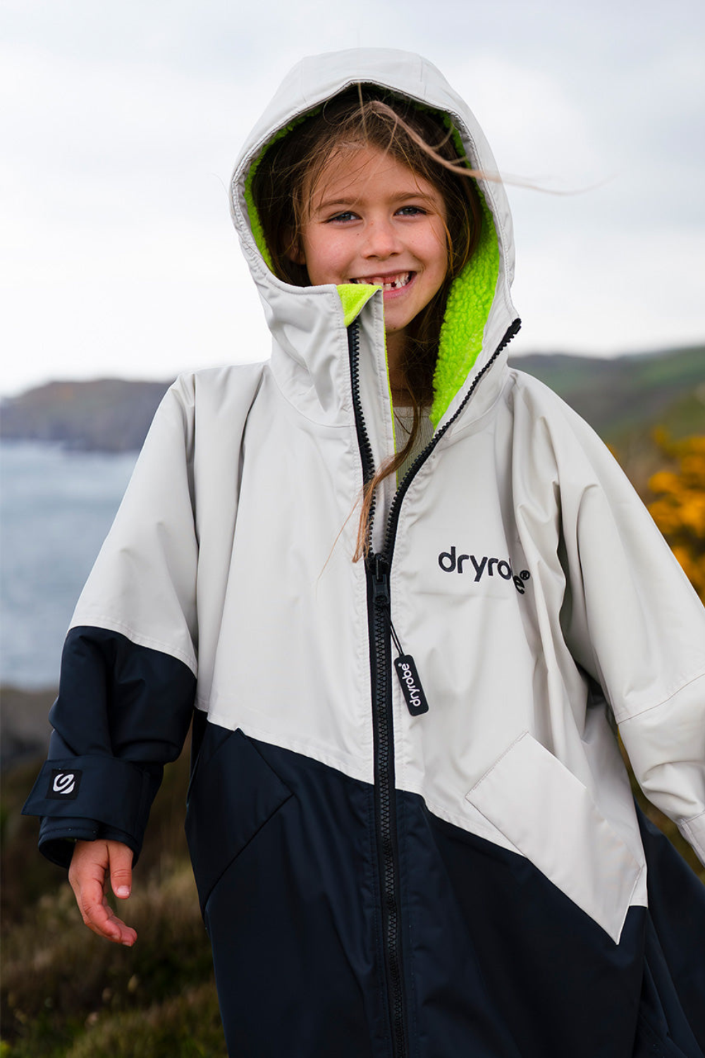 Dryrobe Advance Kids Long Sleeve Changing Robe Anthracite/Lime