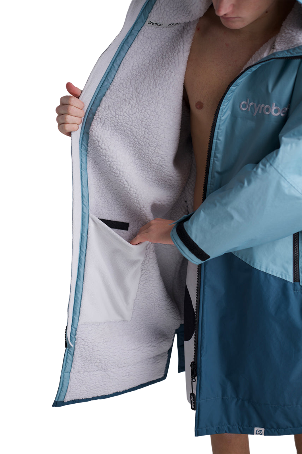 Dryrobe Advance Adults Long Sleeve Changing Robe Blue/Light Grey