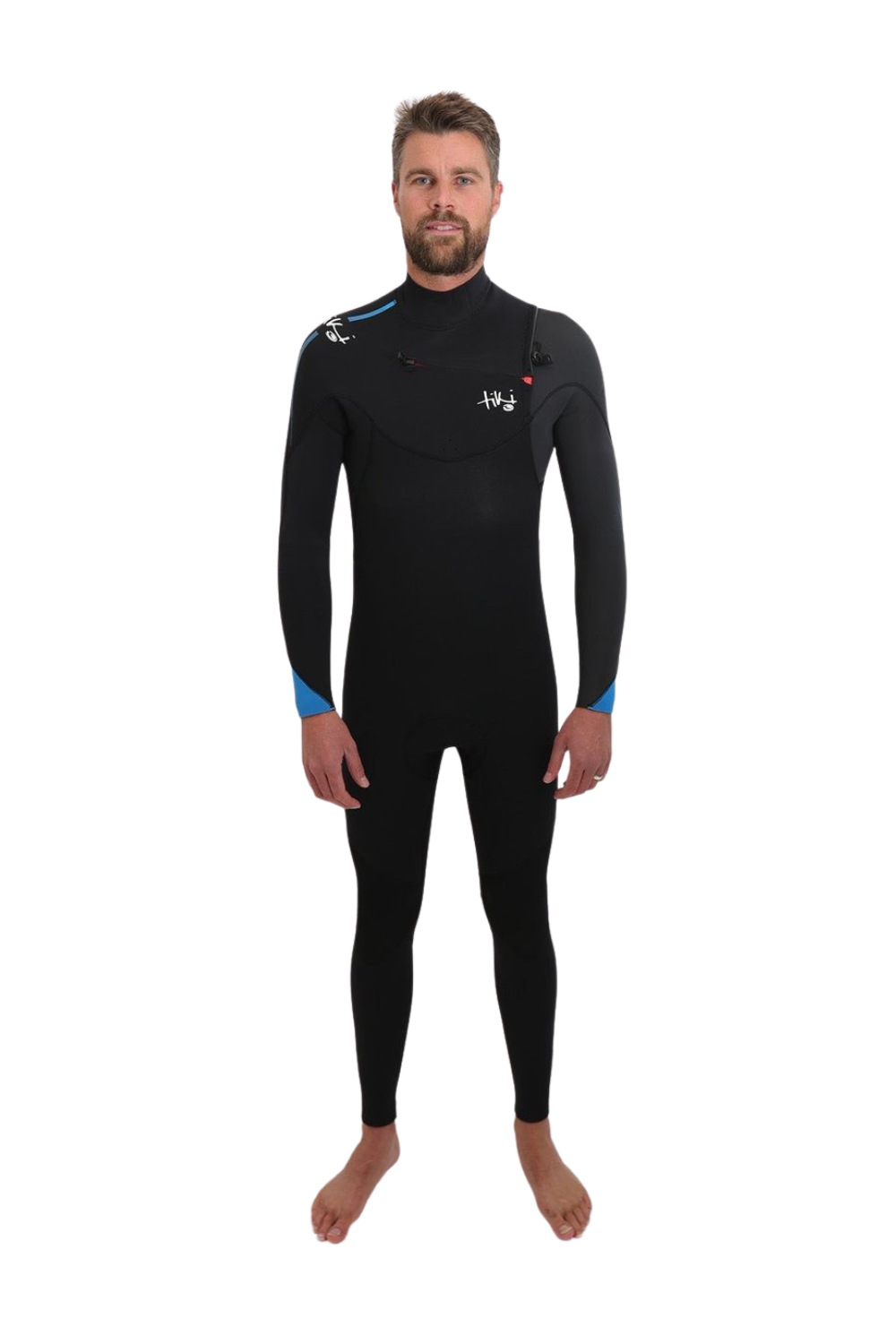 Tiki Tech 3/2mm Mens Wetsuit Chest Zip Black/Electric Blue