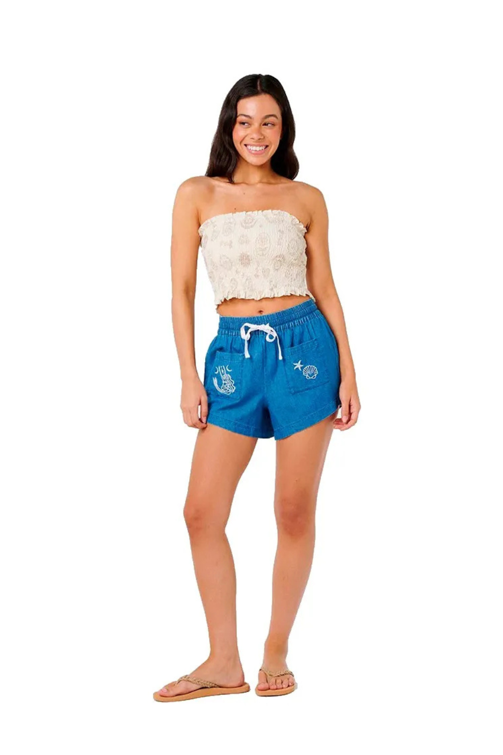 Rip Curl Catalina Islands Chambray Womens Shorts Mid Blue