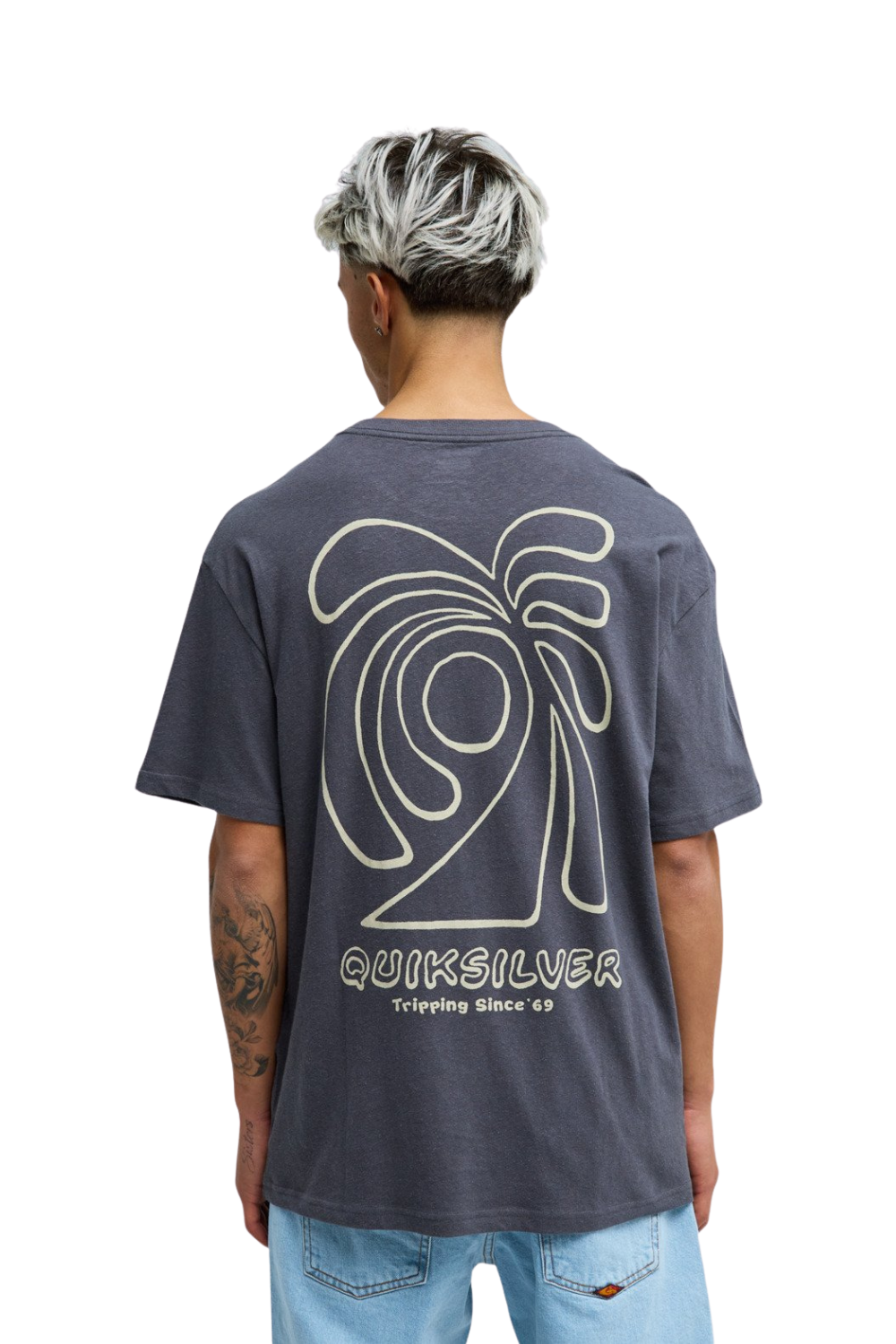 Quiksilver Curve Palm Mens T-Shirt Iron Gate