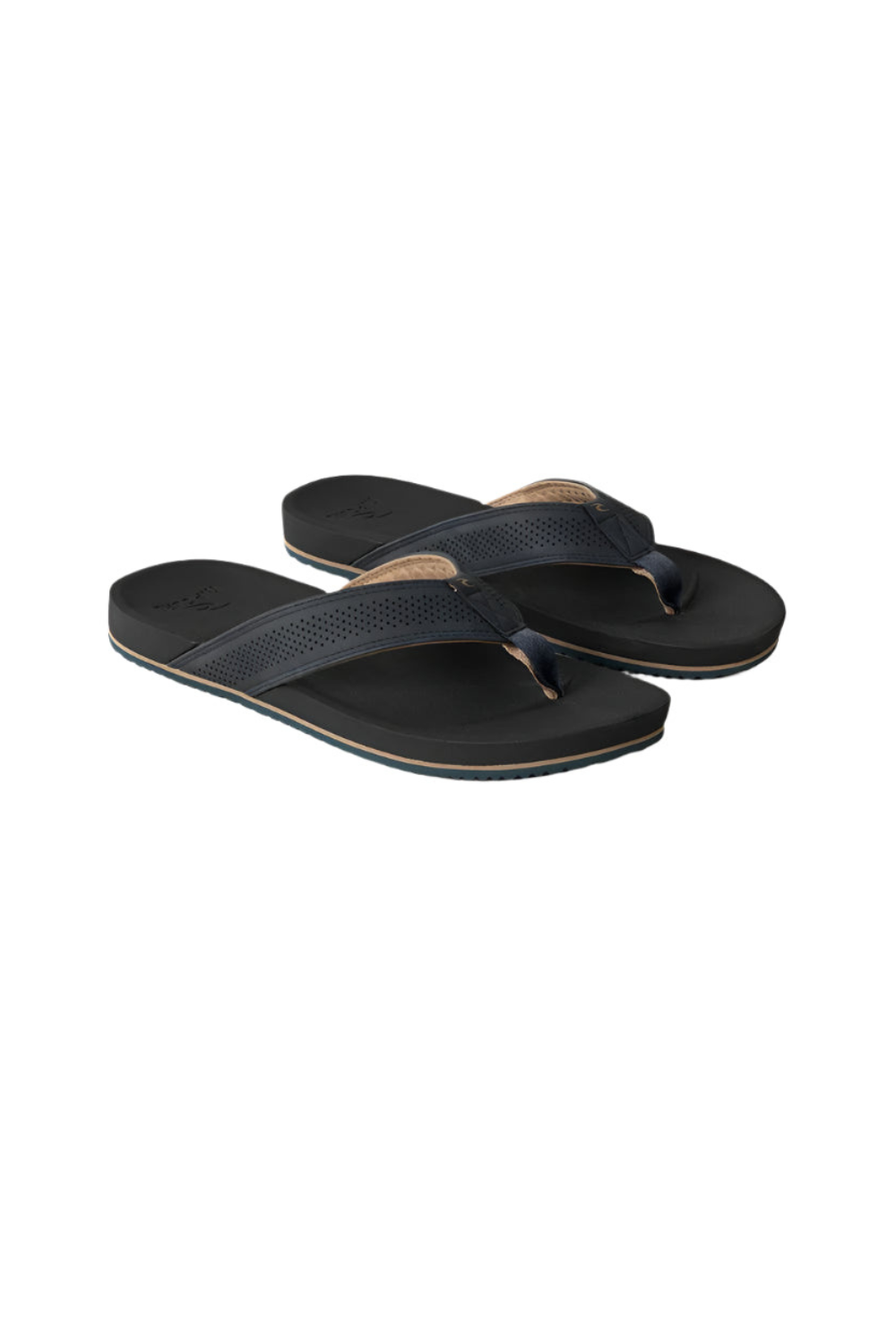 Pair of black sandals on a white background