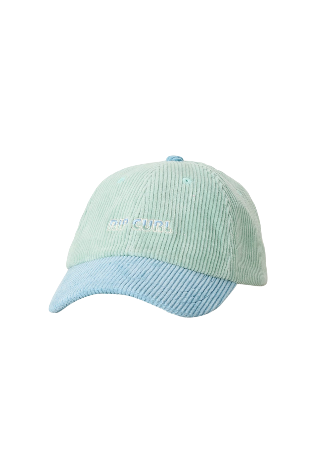 Light blue and mint green corduroy cap with Rip Curl embroidered at the front
