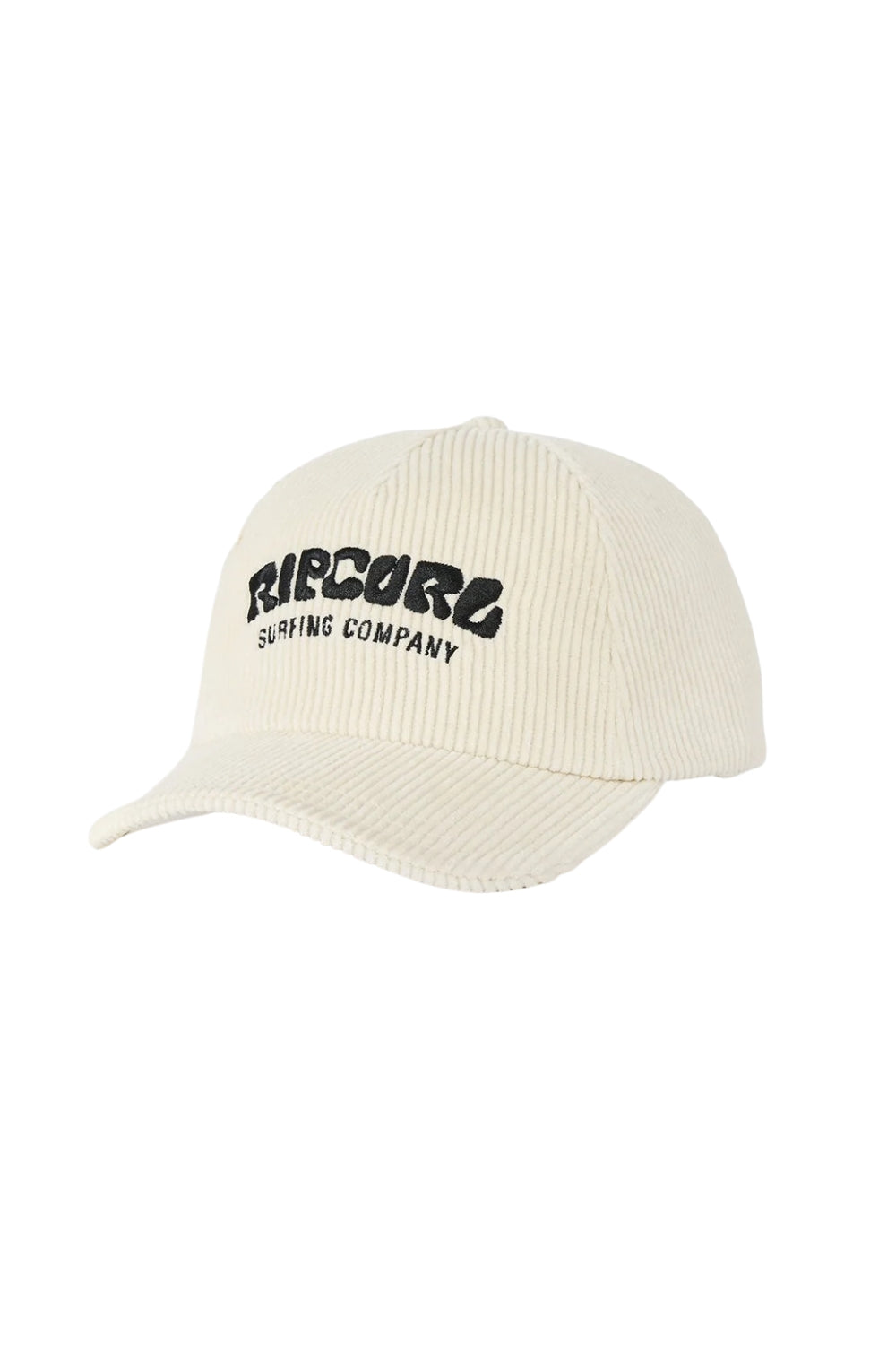 An off-white ribbed corduroy baseball cap featuring the black embroidered text 'FURCORE SURFING COMPANY' on the front, set against a plain white background.