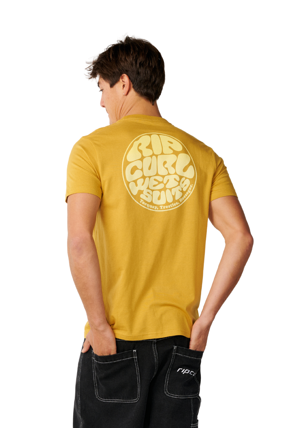 Rip Curl Wettie Passage Icon Mens T-Shirt Mustard Gold