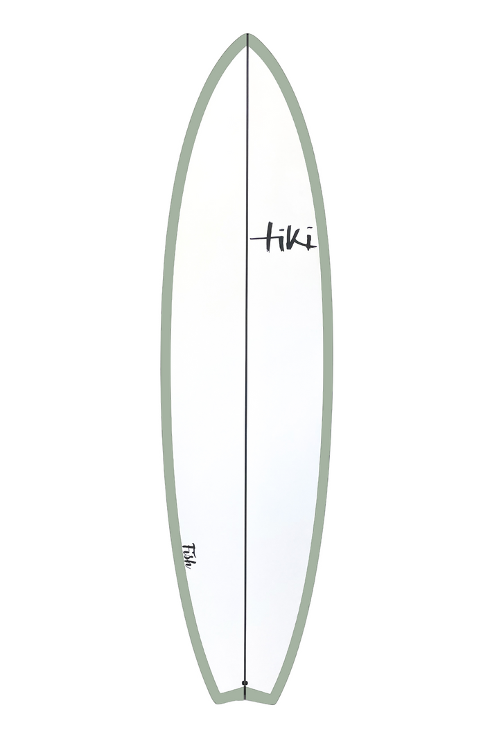 Tiki Evolution Fish Surfboard Sage Green Rail