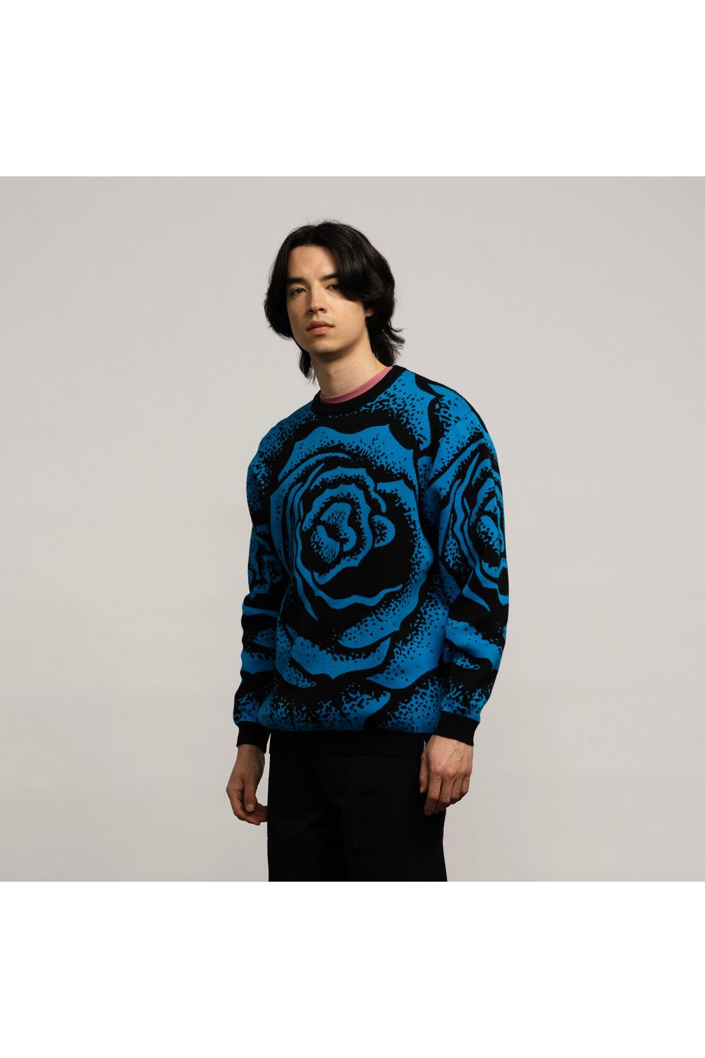 Santa Cruz Dressen Big Rose Knit Crew Black/Blue Rose