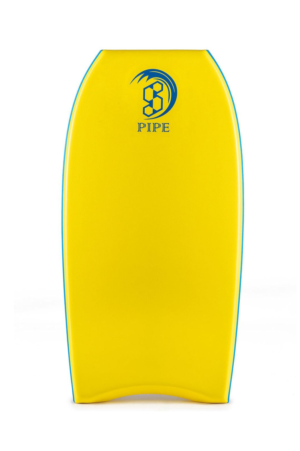 A yellow Science Bodyboard with a blue logo on a white background