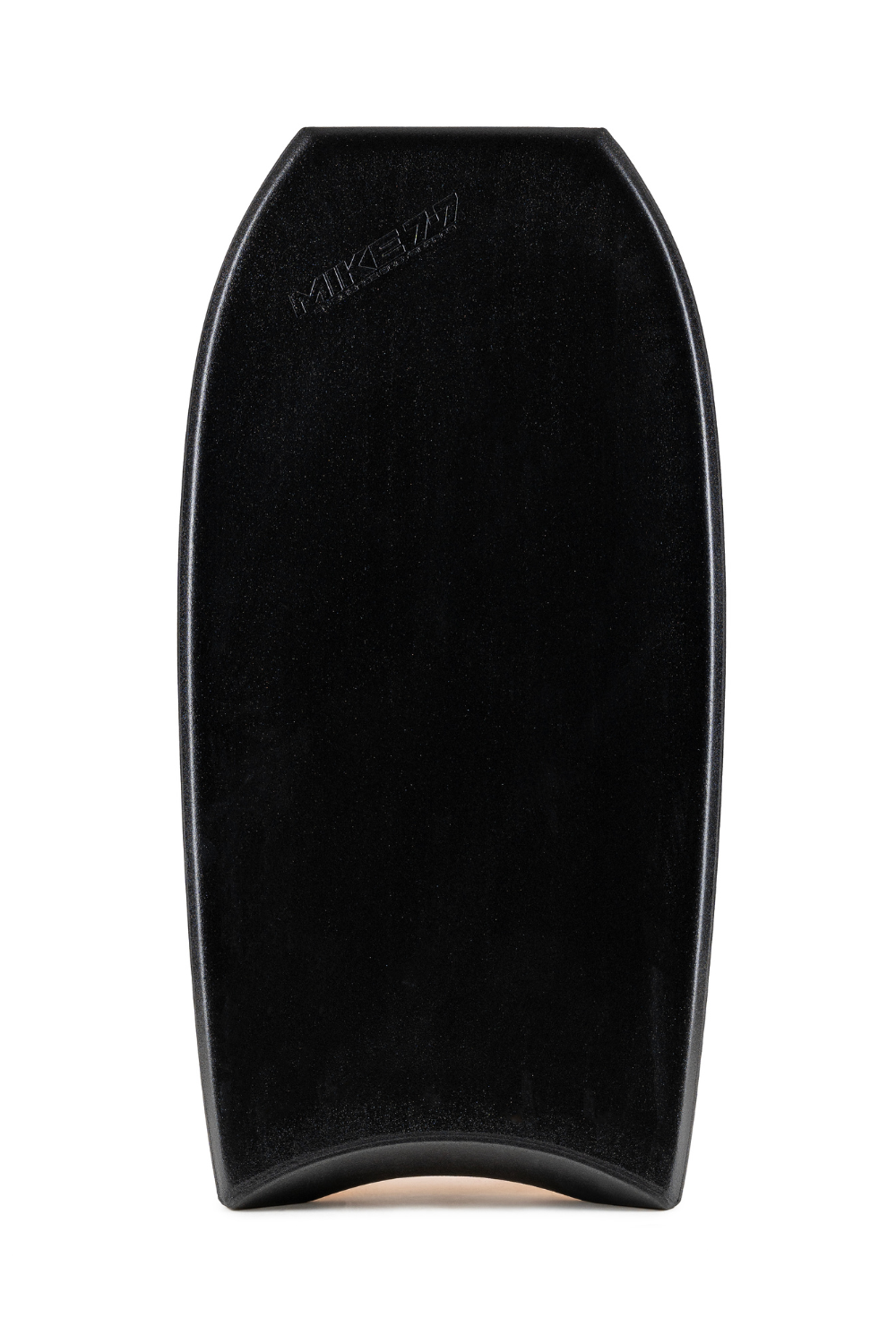 Black bodyboard with brand logo on a white background