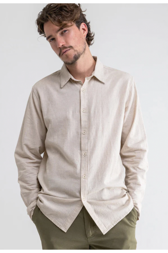 Rhythm Classic Linen Long Sleeve Shirt Sand