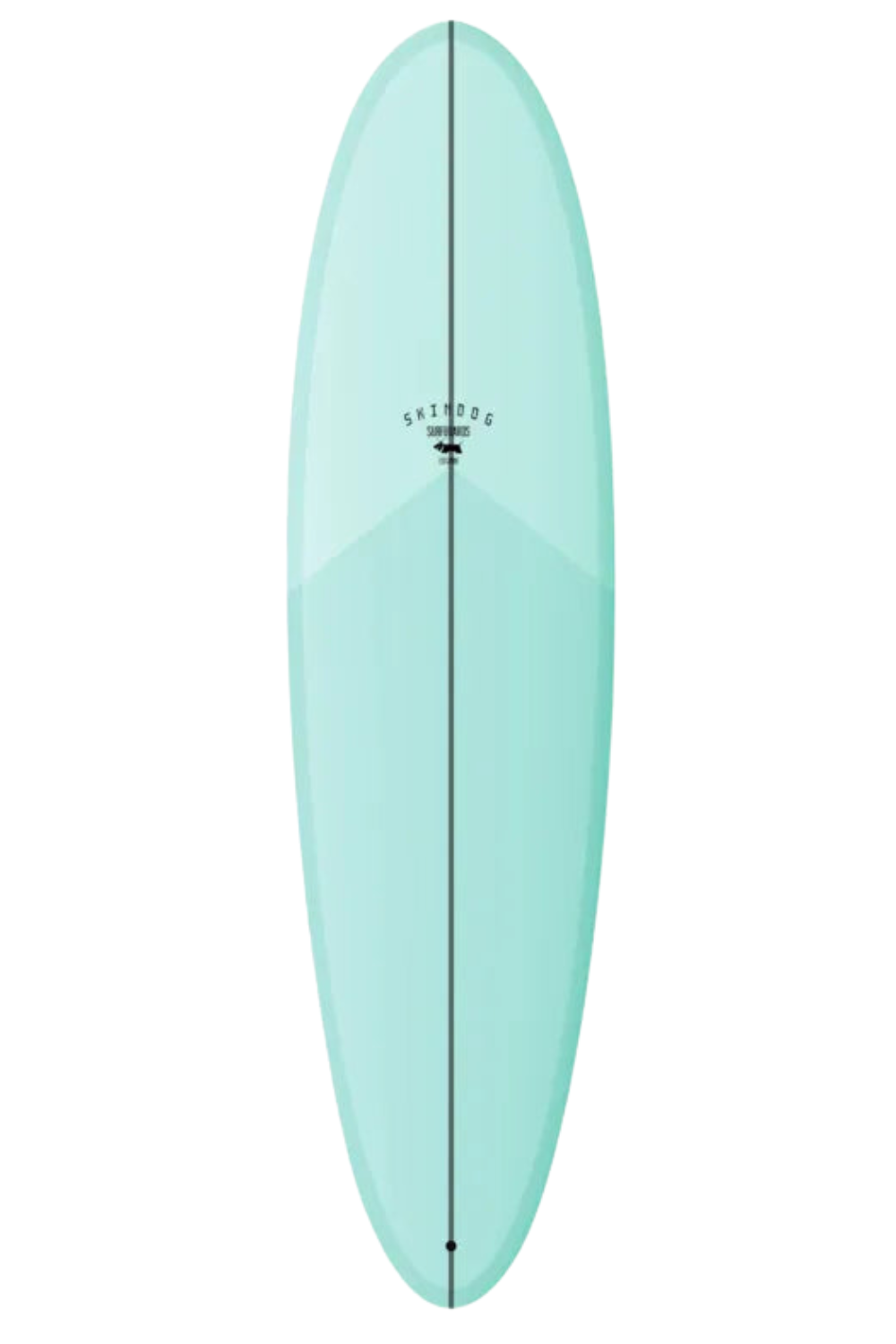 A Skindog Thunderbolt Ova Surfboard in sea foam shown on a white background.