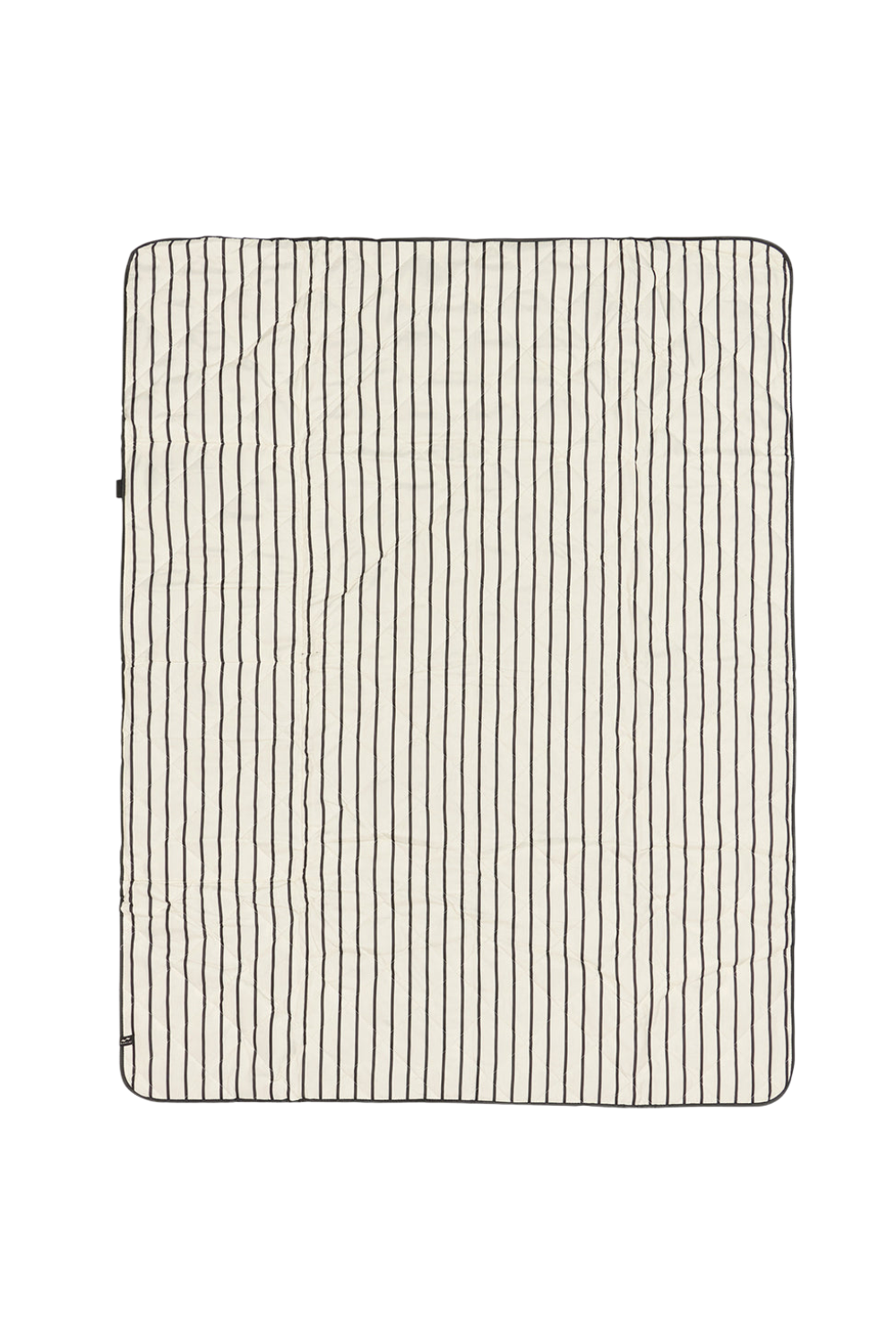 Rectangular beach mat with brown vertical stripes on a white background