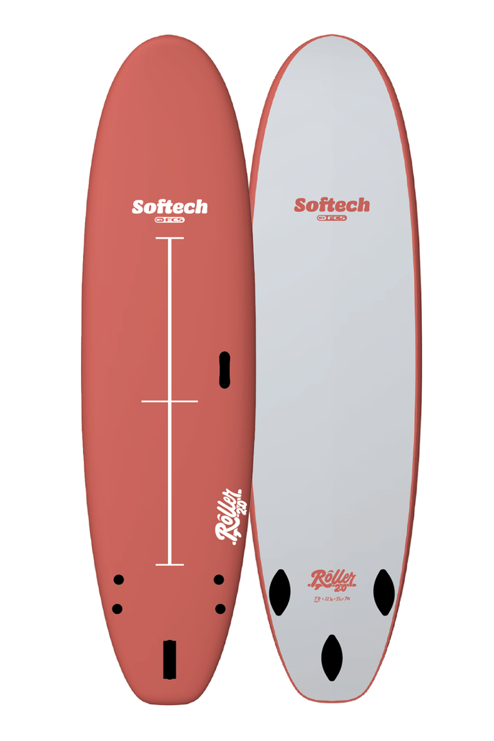 Softech Roller Soft Surfboard in Chilli colour and white