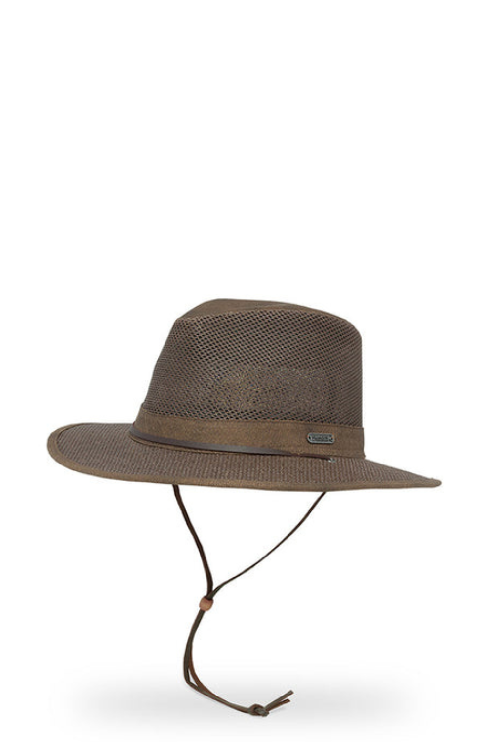 Brown Sunday Afternoons hat with a leather band on a white background