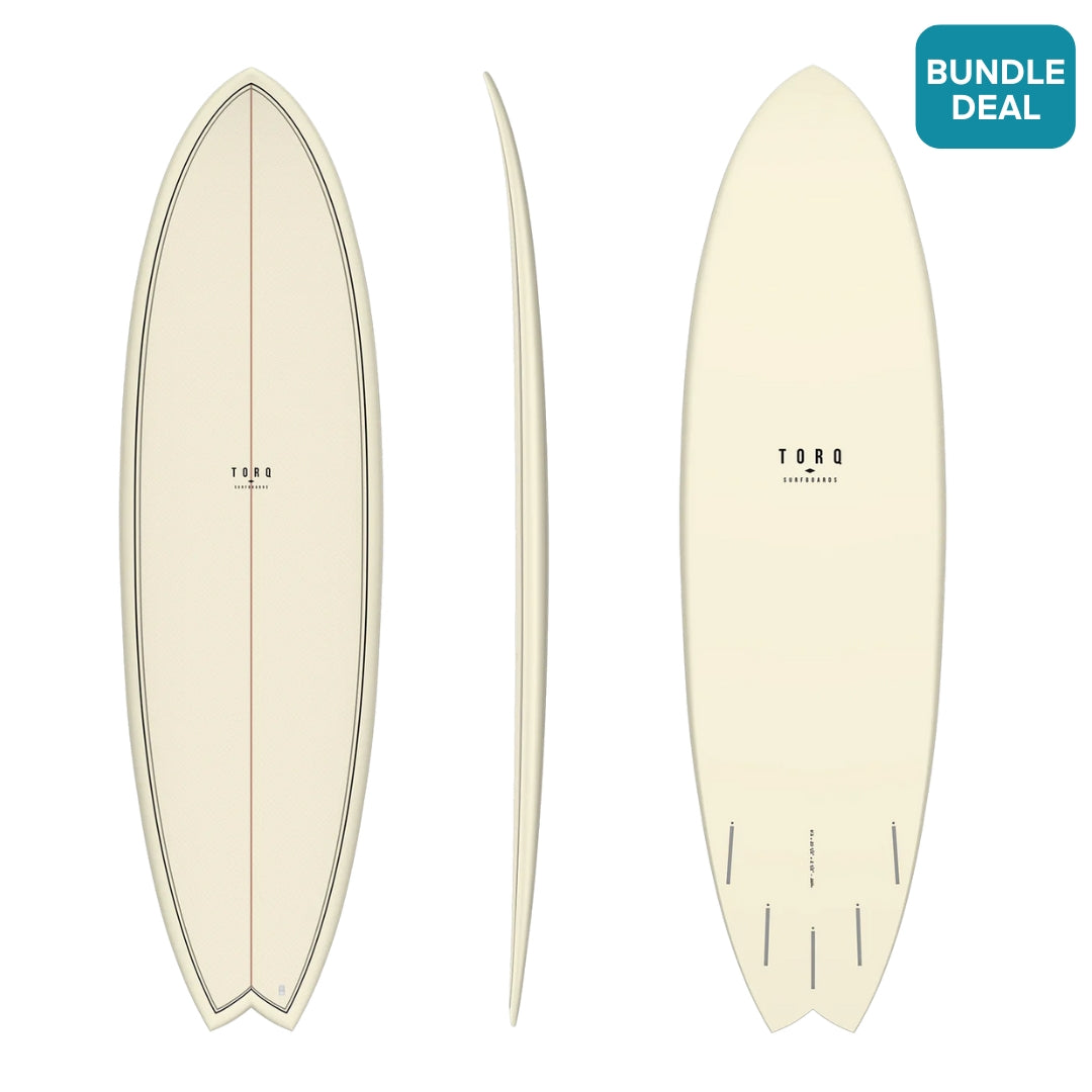 Torq TET 6'10 Mod Fish Classic Surfboard Cream Fibre Pattern